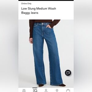 Express Low Slung Medium Wash Baggy Jeans - Blue